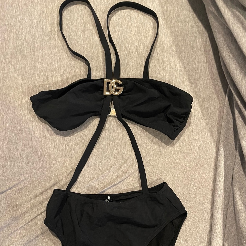 Dolce & Gabbana Logo Plaque Cutout Swimsuit